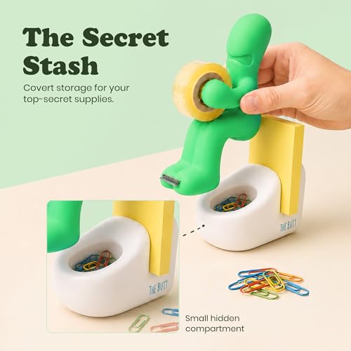 The Butt Tape Dispenser – Funny Green Desk Accessories, Office Gag Gift - color: Green