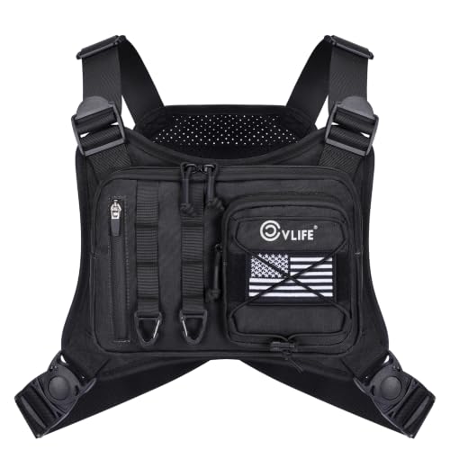 CVLIFE Chest Bag for Men, Outdoor Adjustable Running Vest with Gear Holster