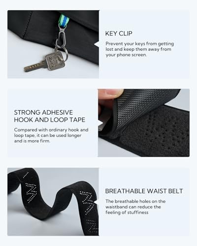 WATERFLY Running Belt Fanny Pack: Slim Lightweight Waist Bag for Runners - color: Black