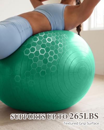 Trideer Yoga Ball for Exercise, Pregnancy, Active Sitting, 55/65/75cm - color: Green, size: S(15-18ines/38-45cm)