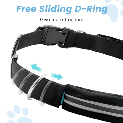 Waist Leash for Medium Large Dog Walking, Hand Free Leash with Zipper Pouch