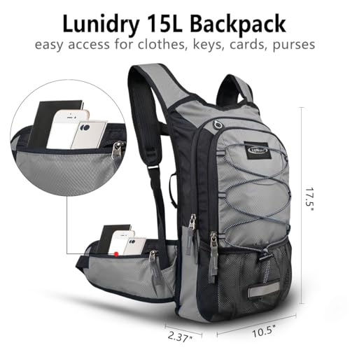 Hydration Backpack with 3L Water Bladder, Small Hydration Pack Backpack for Men Women, Lightweight Water Backpack with Cooler Layer for Running, Biking, Hiking - color: Grey
