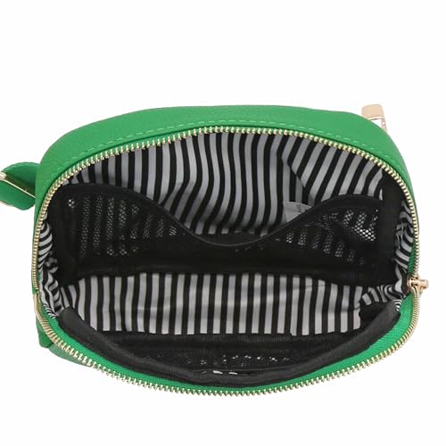 Lightweight Soft PU Pebbled Leather Sling Fanny Pack Belt Bag with Gold Metal Buckle (Kelly Green) - color: Kelly Green