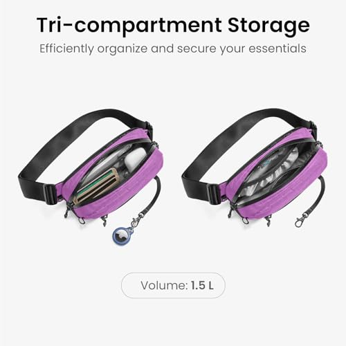tomtoc 1.5L X-Pac Sling Bag with RFID Blocking Crossbody Pack for Men Women - color: X-Pac Purple, size: 1.5L