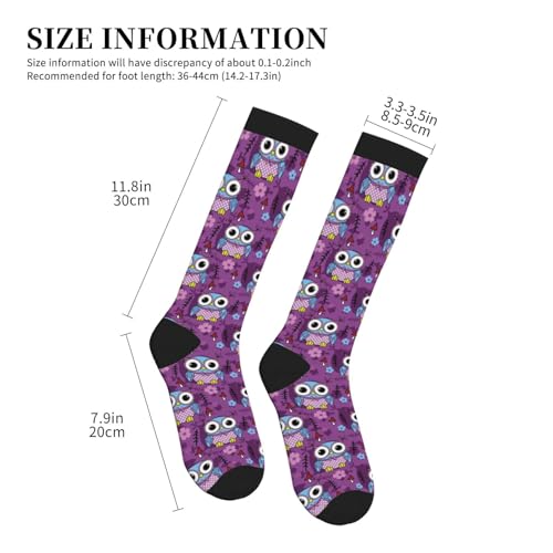 Compression Socks, Unisex 15-20 mmHg Knee High Support Socks - color: Owl
