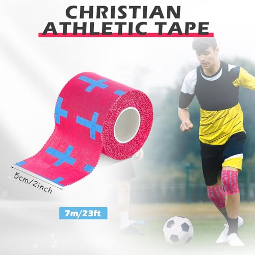 TrelaCo 1 Pcs Cross Wrist Tape Christian Athletic Tape, Rose Red - color: Rose Red