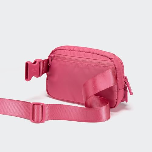 Pander Nylon Fanny Pack for Women, Two-Way Zipper Crossbody Bag - color: Hot Pink