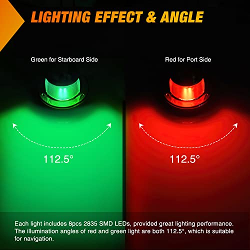 Nilight Marine Boat Navigation Light 2PCS 8LED Red Green Bow Lights - color: 8LED Navigation Light-2Pcs