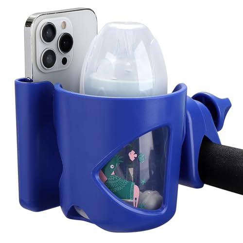 Accmor Stroller Cup Holder, Universal Cup Holder for Walker Wheelchair Bike Scooter, 360° Rotatable Stroller Cup Holder Attachment Walker Wheelchair Accessory - color: Cup Phone Holder-Blue