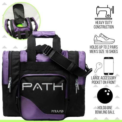 Pyramid Path Pro Deluxe Single Bowling Ball Tote - Holds One Ball, One Pair Shoes Up to Mens 15 - color: 1-Purple