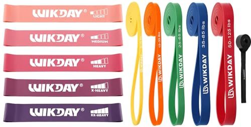 WIKDAY Pull Up Assistance Bands with Door Anchor Set & Loop Elastic Bands Total 11PCS Bands for Exercise, Thick Heavy Resistance Band for Body Stretching, Crossfit Training Home Gym Men & Women