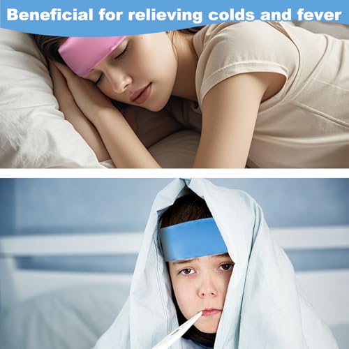 2pcs Migraine Headache Headband，Small Portable Gel Ice Pack Head Strap，Soothing Ice Packs Head Face Cold Compress for Tension Stress & Hangove