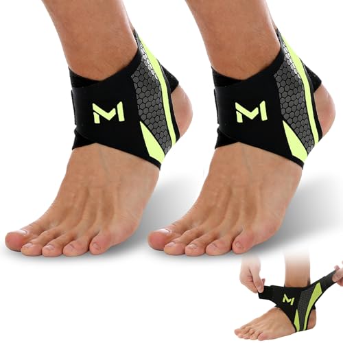 Ankle Brace for Men & Women, Adjustable Figure-8 Stabilizer with Straps for Basketball, Volleyball & Running, Compression Sleeve for Sprained Ankle, Plantar Fasciitis & Tendonitis Relief (2 Pack,Green) - color: Green