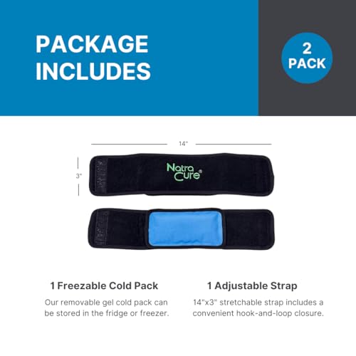 NatraCure Cold Therapy Wrap (Regular) with 14" Strap - 2 Pack - Small Reusable Gel Ice Pack Compress for Injuries and Pain Relief, Hand, Arch of Foot, Wrist, Elbow, Arthritis, Neuropathy - 715 CAT2PK - size: 3x5 Inch (Pack of 2)