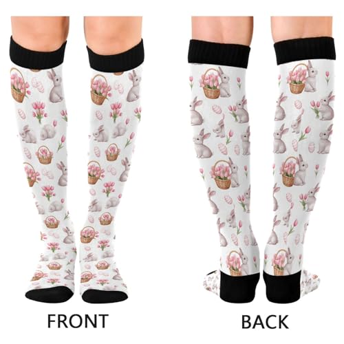 Wusikd Cats Compression Socks for Women and Men Circulation Cute Long Socks for Athletic Running 1 - color: Easter Bunny