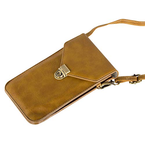 Small Cell Phone Purse, Synthetic Leather Crossbody Bag Dual Pockets Card Holder Neck Pouch with Adjustable Strap for iPhone X Xr 8 7 6s Plus, Galaxy S10 S9 S8 Plus, LG G8 ThinQ, Beige - color: 02 Beige