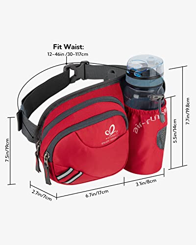 WATERFLY Fanny Pack Waist Bag: Waist Pack for Women Men with Water Bottle Holder Hiking Fanny Pack for Running Walking DogWalking Travel Cycling - color: Red