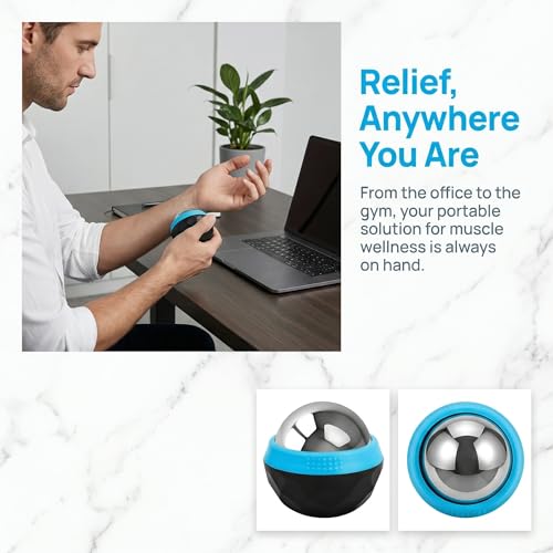 60mm Cold Roller Hot & Cold Compress Massage Roller Ball Body Foot Back Waist Hip Relaxer Ice Massager Tool, Ergonomic Grip, Compact Massager, Smooth Surface, Fitness Enthusiasts