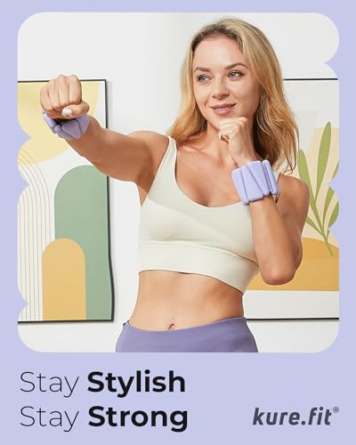 Pilates Wrist & Ankle Weights | Adjustable Weighted Bangles | 1/2/3LB Each - color: Lilac, size: 2 LB