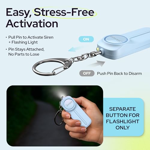 Personal Safety Alarm Keychain for Women, 130dB Panic Pin Siren, Blue - color: C - Blue