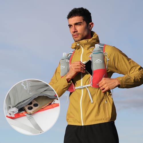 IX INOXTO Running Hydration Vest for Women Men with 500ML Soft Flask - color: orange with 500ml