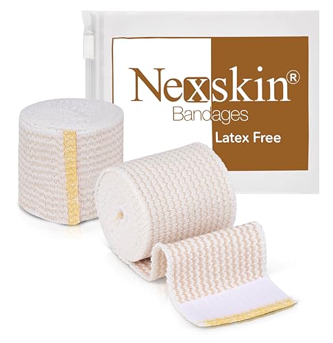 Premium Elastic Bandage Wrap (2” Wide, 2 Pack) - Nexskin Latex Free Athletic/Medical Compression Bandages Hook & Loop Fasteners at Both Ends - Lifetime Washable & Reusable Bandages - size: 2 Pack
