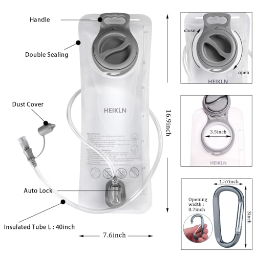 HEIKLN Hydration Bladder 1.5L-2L-2.5L-3L,Leak Proof Water Reservoir, BPA Free Military Water Storage Bladder Bag Hydration Pack Replacement Easy Clean for Bicycling Hiking Camping Hunting Running - color: 3L White