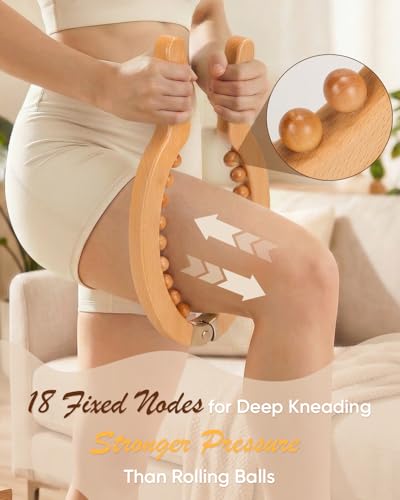 Wooden Lymphatic Drainage Cellulite Lipedema Massager for Leg Thigh Calf - size: Leg Bead Massager