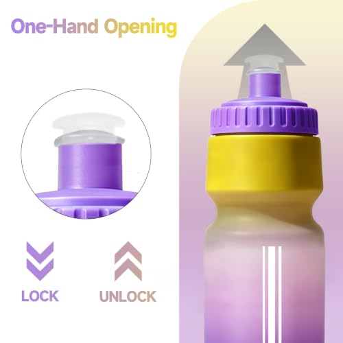 24oz Bike Water Bottle, Cycling Squeeze Water Bottle Leakproof BPA Free - color: B-Purple