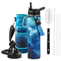 RAYMYLO Insulated Water Bottle 24 oz, Triple Wall Vacuum Stainless Steel - color: Aurora Blue, size: 24 Ounces