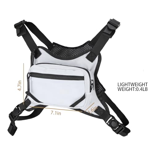 MGFLASHFORCE Chest Bag for Men and Women Chest Rig Pack Front EDC Pouch - color: White
