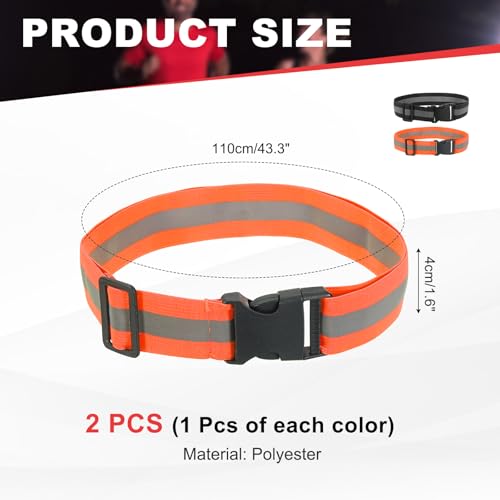Reflective Safety Belt Adjustable - color: Fluorescent Orange/Black