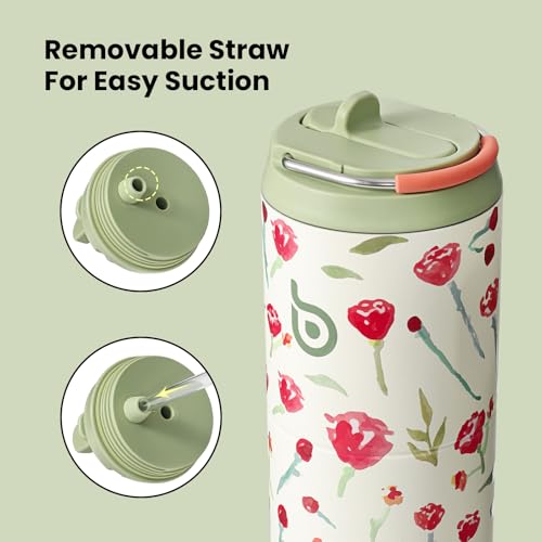 BOTTLE BOTTLE Insulated Water Bottle 24oz with Straw Lid and Handle Sports - color: Rose Red