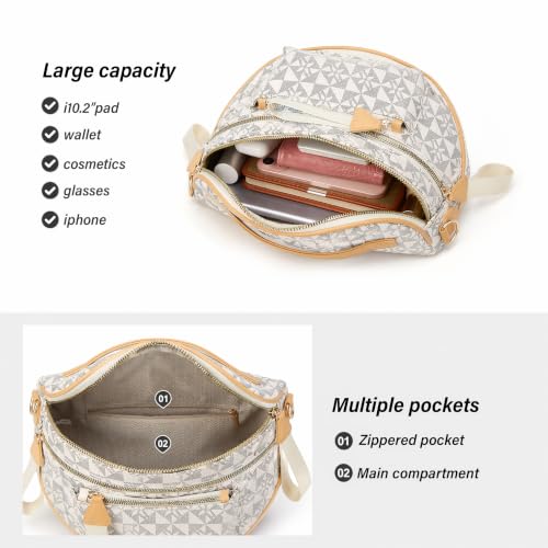 Makes Checkered Crossbody Bag Bum Bag for Women with Pouch - color: Beige Trianglehollow
