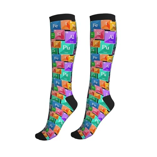 Compression Socks Knee High Circulation Support Socks For Women Men Athletic Running Work Hiking Cycling Travel - color: Chemistry