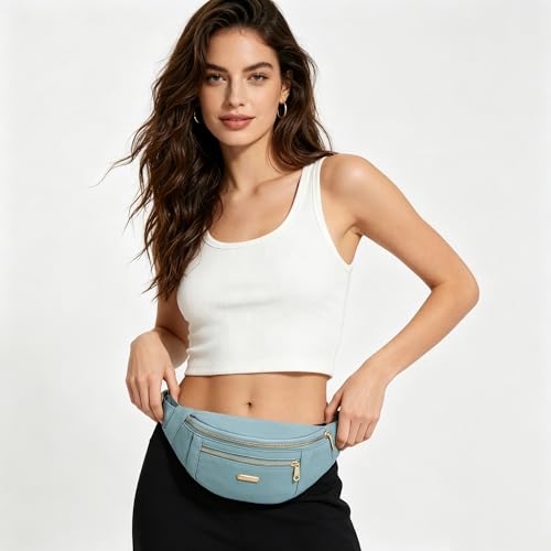 Fanny Pack Waist Pack for Women, Crossbody Purses Belt Bag for Running Sports Travel Hiking - Light Blue - color: D Light Blue