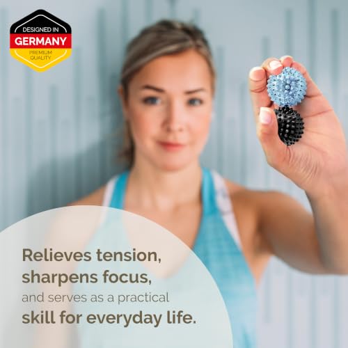 2X Spiky DBT Skill Balls | Magnetic Stress Relief Balls | Spiky Massage Balls for Relaxation, Tension Release, Focus & Mobility (Black/Blue, 1.25 inch) - color: Black/Blue, size: 1.25 Inch