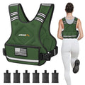 APEXUP Adjustable Weighted Vest, 4-10lb/12-18lb/20-32lb Vest with 6 Ironsand Weights and Large Pocket, Weight Vest for Men Women Strength Training, Running, Walking - color: Green, size: 12-18lbs