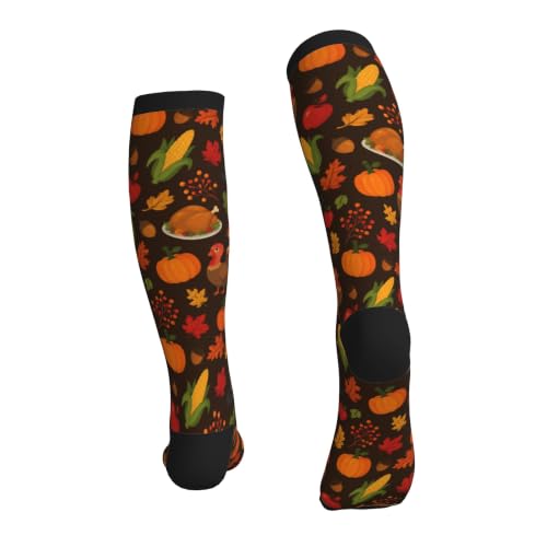 Compression Socks Women and Men 15-20mmHg-Circulation Support Socks for Athletic Running Cycling - color: Turkey Pumpkin