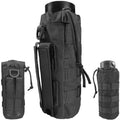 Tactical MOLLE Water Bottle Holder, Upgraded Water Bottle Pouch with Drawstring Open Top & Mesh Bottom, 16/24/25/32oz Water Bottle Carrier Bag with D-Ring Hook for Backpack - color: Black