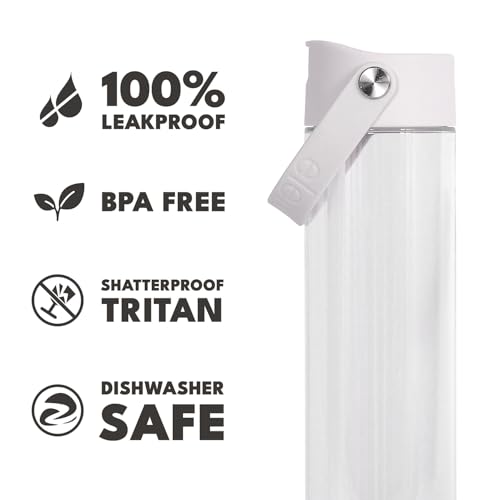 Elemental Splash 26oz Tritan Plastic Reusable Water Bottle w/Straw & Strap - color: Clear, size: 26 Ounces
