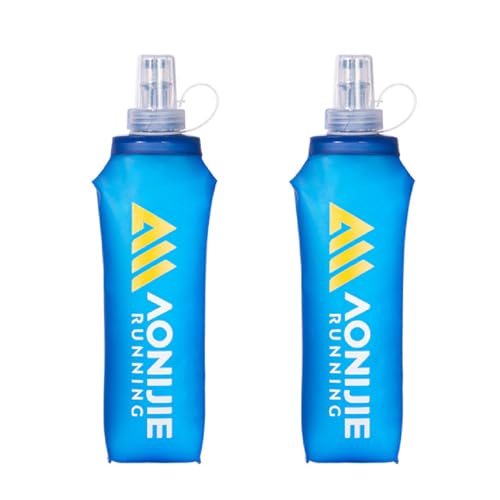 JEELAD Soft Folding Water Bottles TPU Collapsible Flask Hydration Pack Ideal for Running Hiking Cycling Outdoor - color: 500ml / 16.9oz - G - Pack of 2
