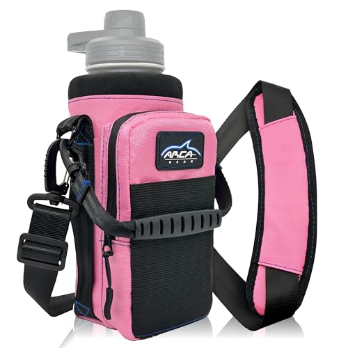 Arca Gear Hydro Carrier 32 oz Small - Insulated Water Bottle Sling w/Carry Handle, Shoulder Strap, Wallet and Two Pouches - The Perfect Flask Accessory - color: Sunset Pink