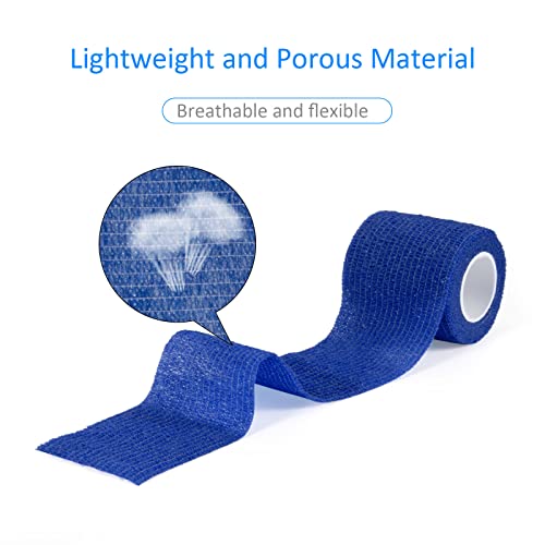 12Pcs Self Adhesive Bandage Wrap 2inch x 5 Yards Elastic Bandage Wrap Blue - color: Blue, size: 12Pcs
