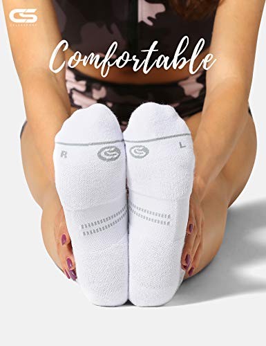 CS CELERSPORT 6 Pack Women's Ankle Running Socks Cushioned Low Cut Tab Athletic Socks - color: White*2+black*2+grey*2, size: Small