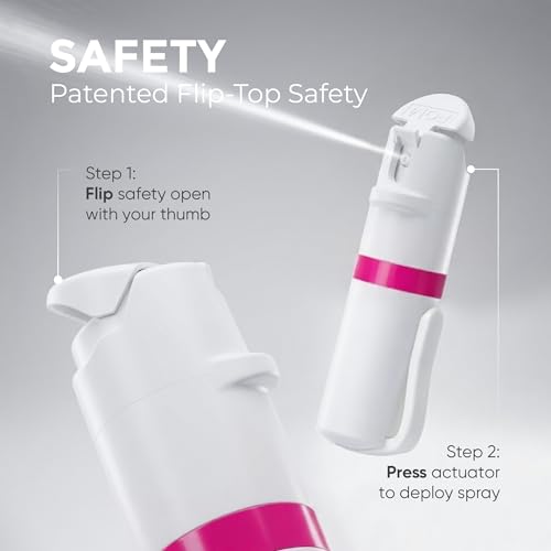 POM Pepper Spray & Personal Alarm Safety Kit – OC Self Defense Keychain Spray & Loud Emergency Alarm for Campus Safety, Women & Students - color: White X Lavender, style: Pocket Clip Model