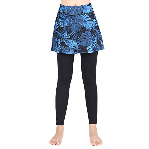 ANIVIVO Women Skirted Leggings Tennis Yoga Legging with Skirt - color: Blue Charcoal, size: Small