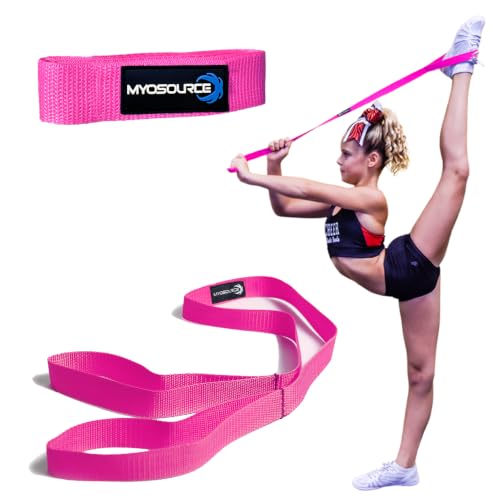 Myosource Kinetic Bands Cheerleading Flexibility Stunt Strap - Improve Stretching and Stunts for Cheer Dance Gymnastics & Physical Therapy – Stocking Stuffers Present for Kids Girls Adults - 12 Colors - color: Pink