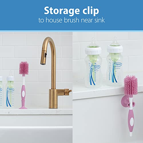 Dr. Brown's Soft Touch No Scratch Baby Bottle Cleaning Brush Nipple Cleaner with Stand and Storage Clip,BPA Free,Pink,(Pack of 12) - style: 12 Pack