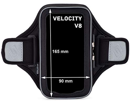 Sporteer Velocity V8 Running Armband - Fits Large Cases - Slim No-Bounce Holder for iPhone 17/16/15 Pro Max & Plus, Galaxy S26+/S25+, Pixel 10 Pro XL - Large-Format Modular Fitness Case - size: M/L Straps
